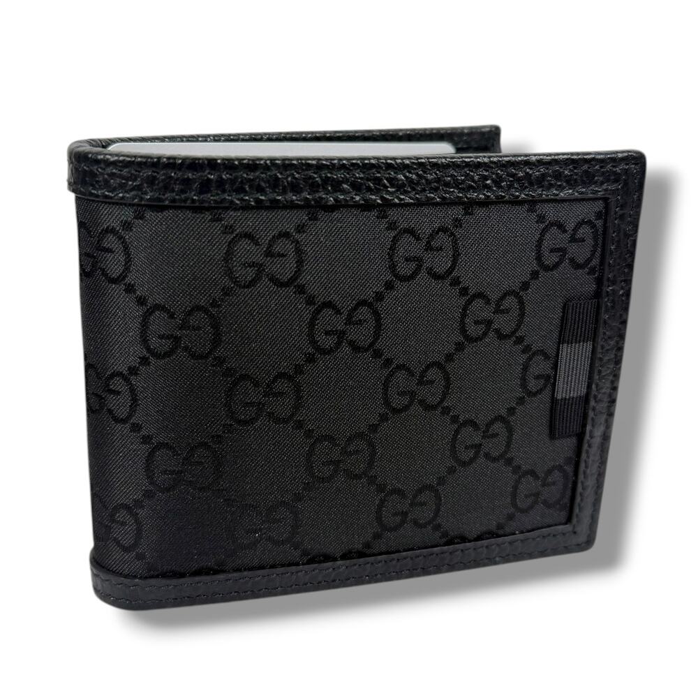 Gucci GG Monogram Canvas Bi-Fold Wallet Leather Trim Black 260987 - Picture 3 of 10